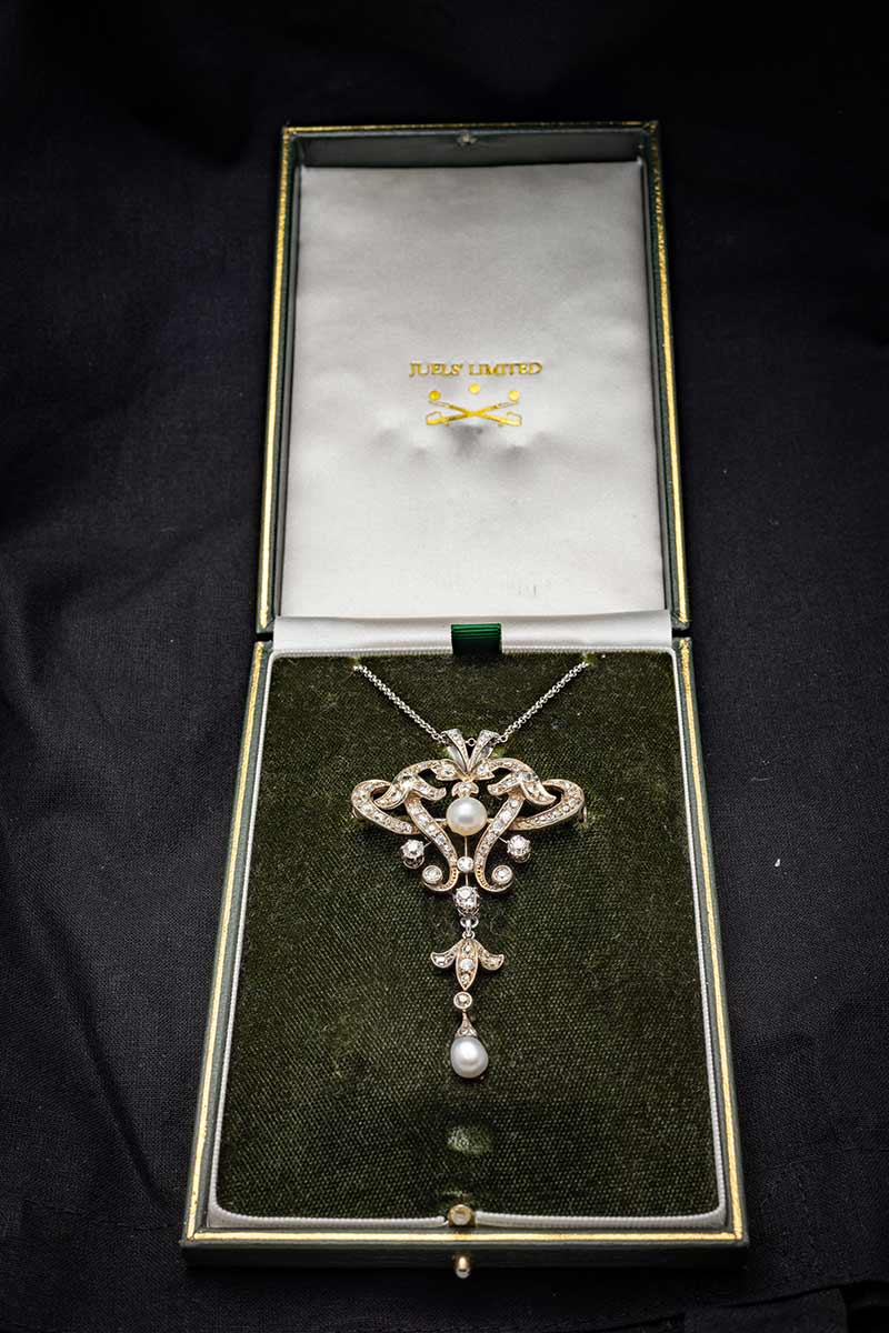 Edwardian Old Cut Diamond and Pearl Necklace