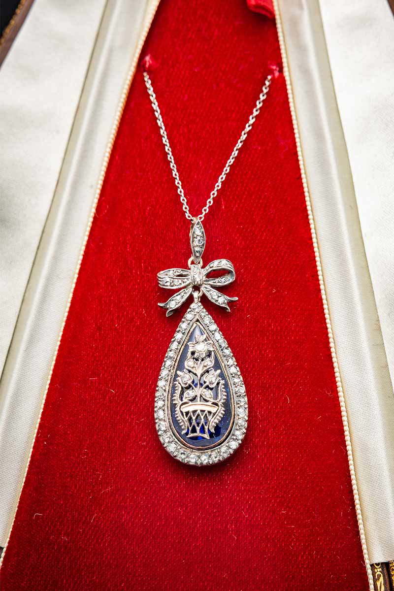 Georgian Enamel and Diamond Pendant