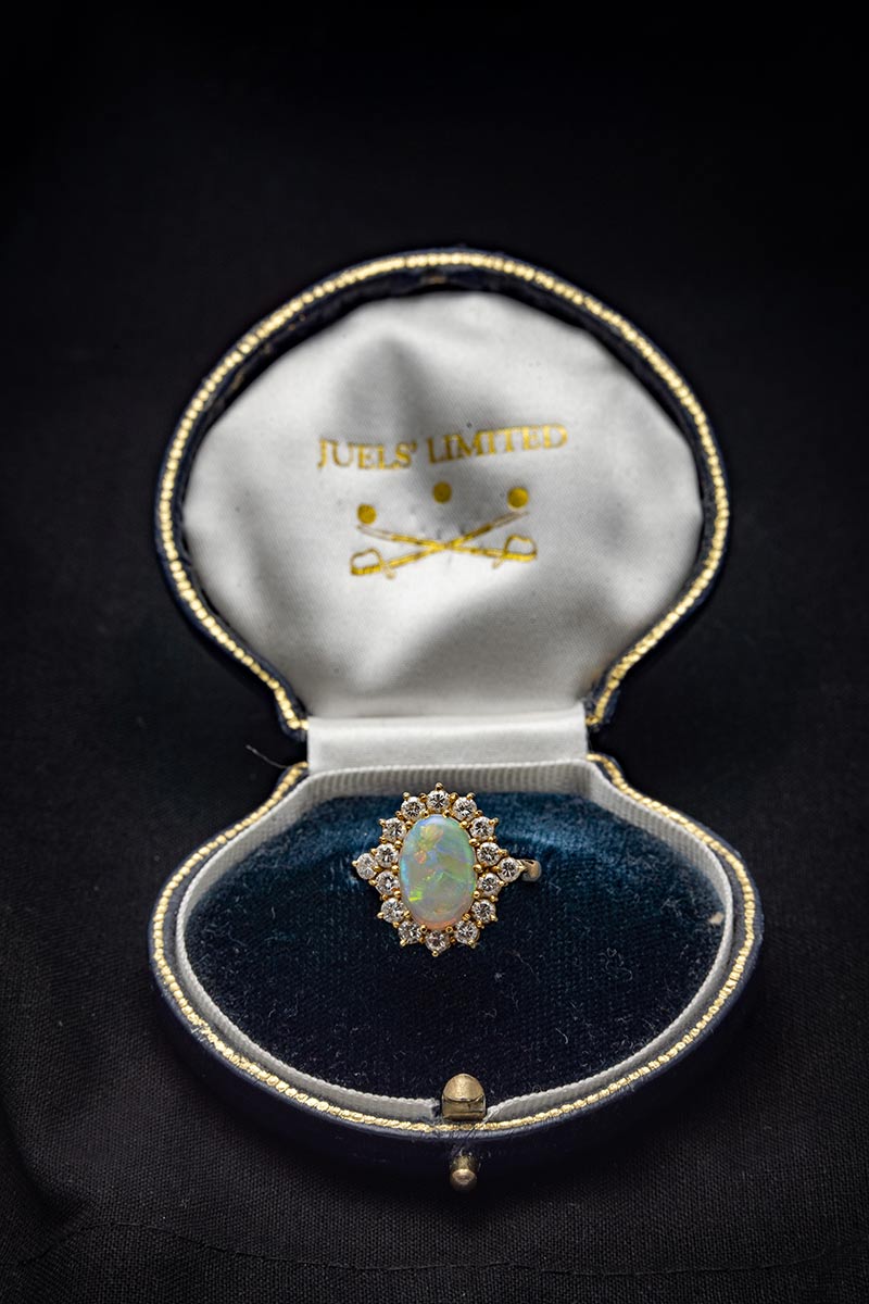 Hungarian Opal and Diamond Ring