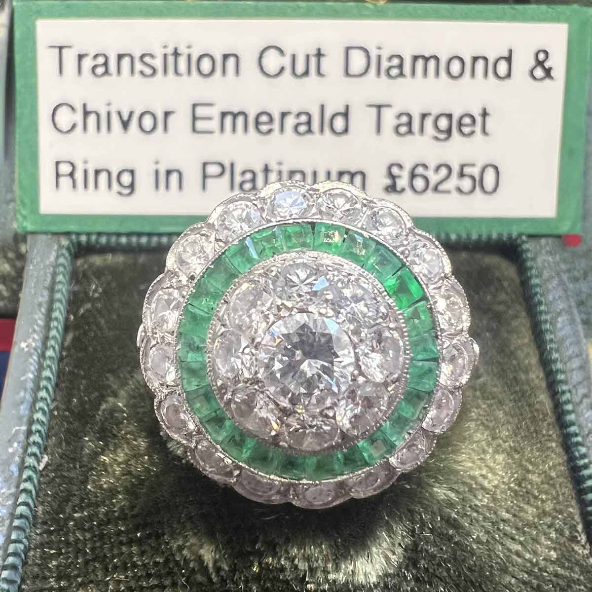A Belle Epoque Diamond and Emerald Cocktail ring