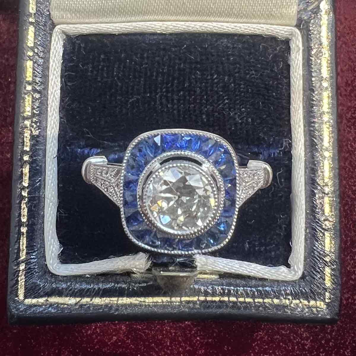 Art Nouveau Sapphire and Diamond day ring